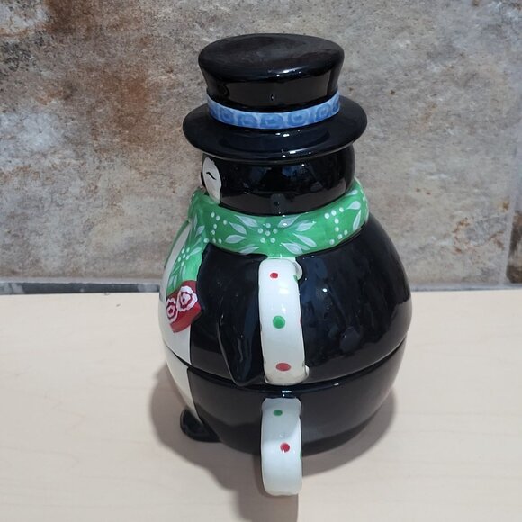 Temptations by Tara 3 Piece Ceramic Stacking Penguin Teapot Mug Cup Set - Picture 12 of 14